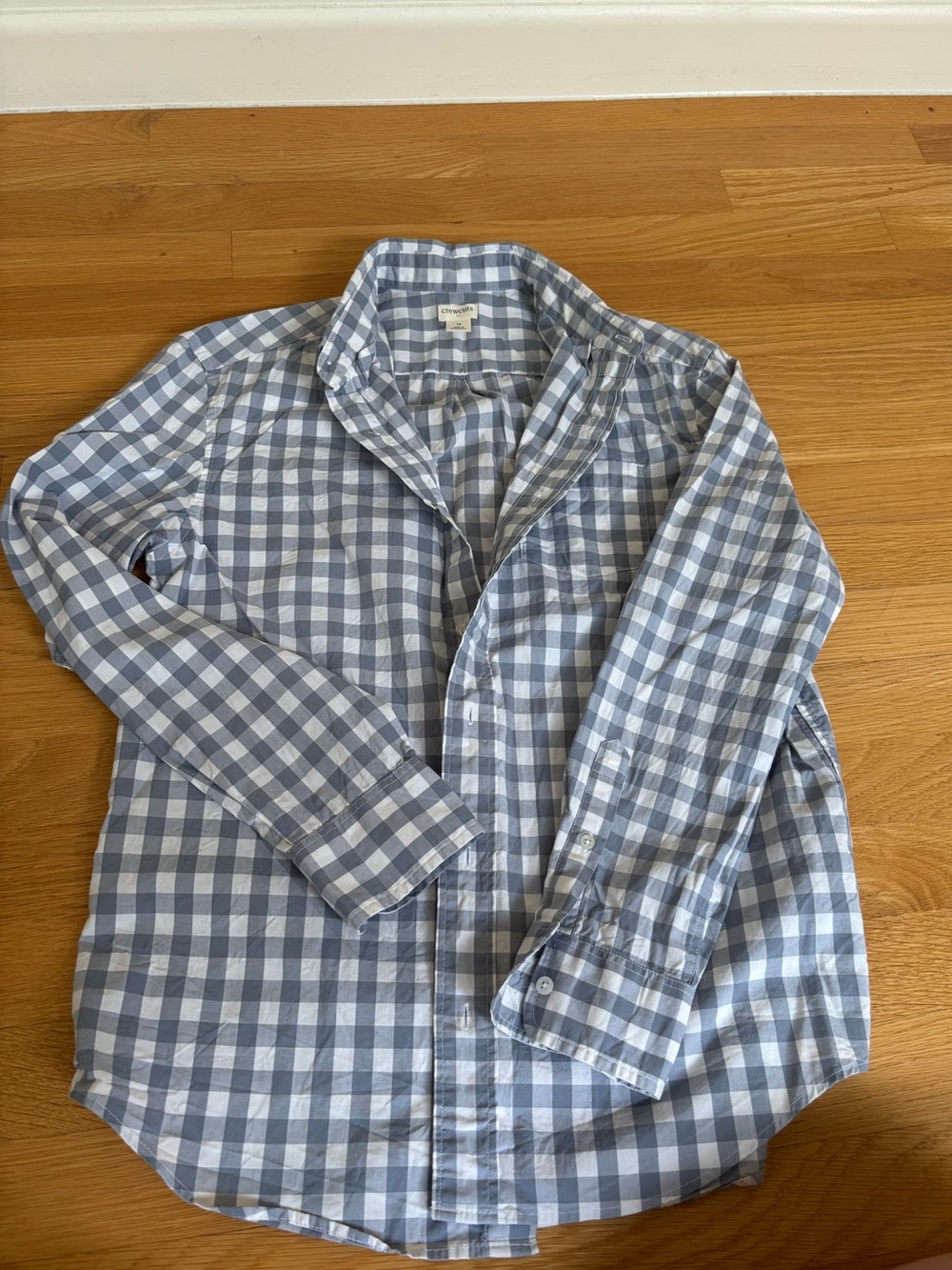 Crewcuts Boys Light Blue & White Gingham Button-Down Shirt
